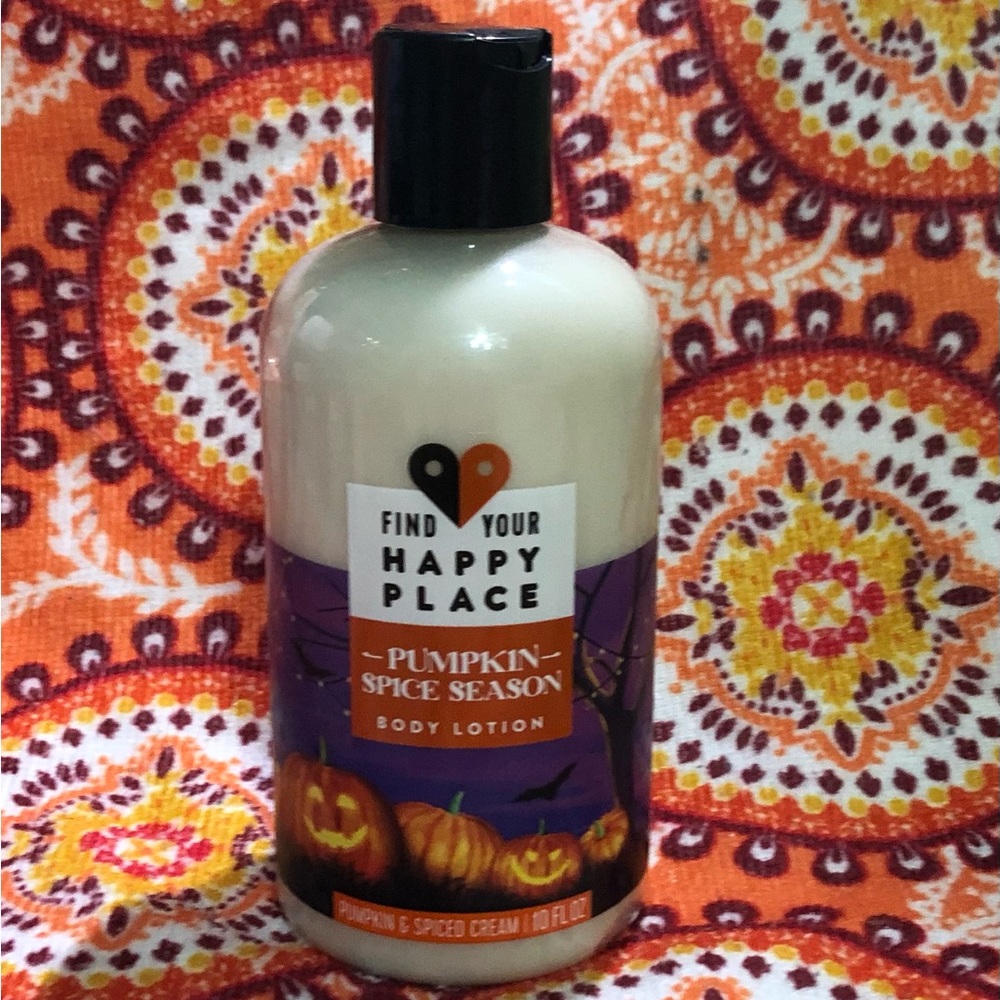 Find your happy place pumpkin and spiced body lotion. 10oz